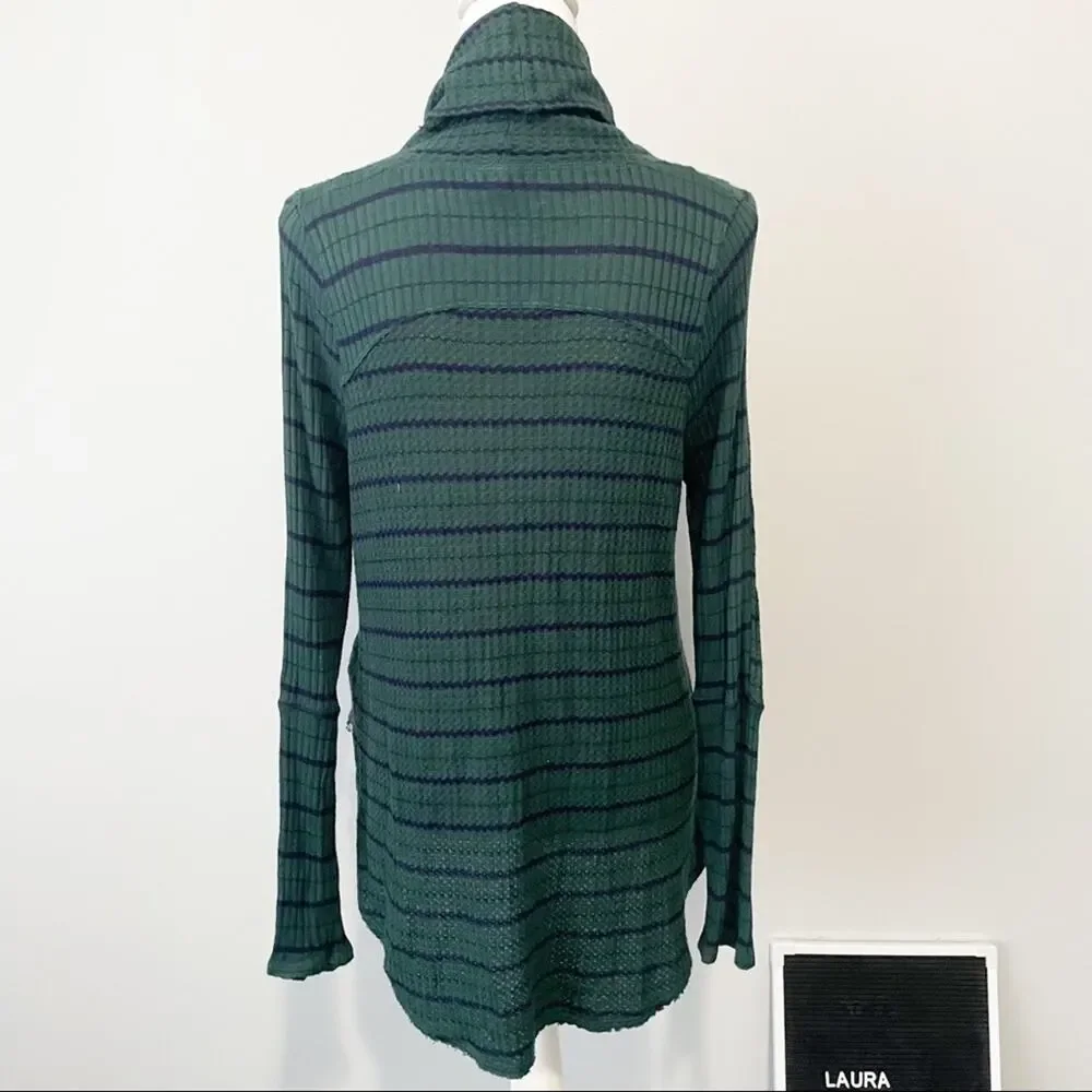 Free People We the Free green stripe turtleneck hi low top oversized XS